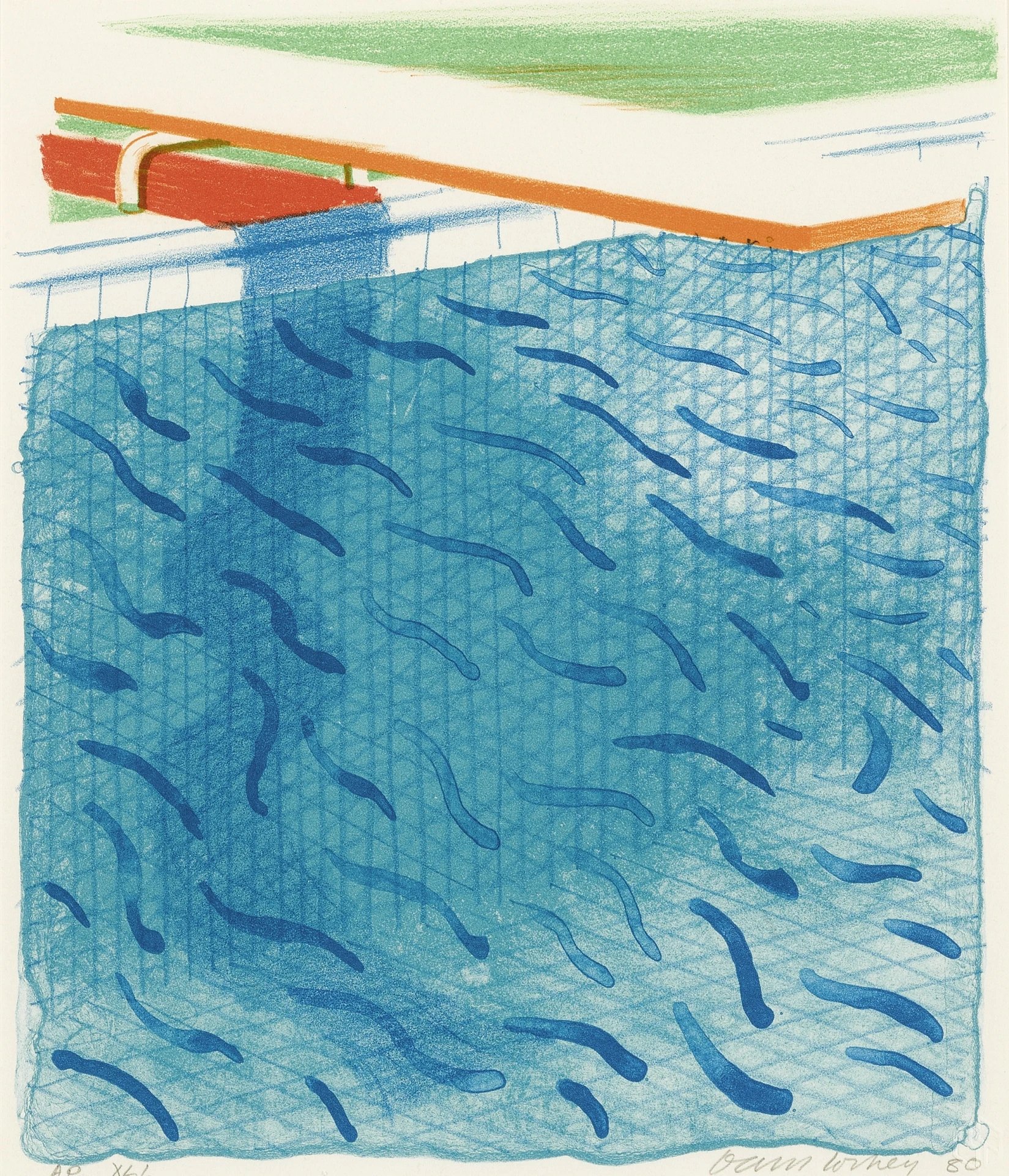 Pool Made with Paper and Blue Ink for Book, 1980 by Artist David Hockney