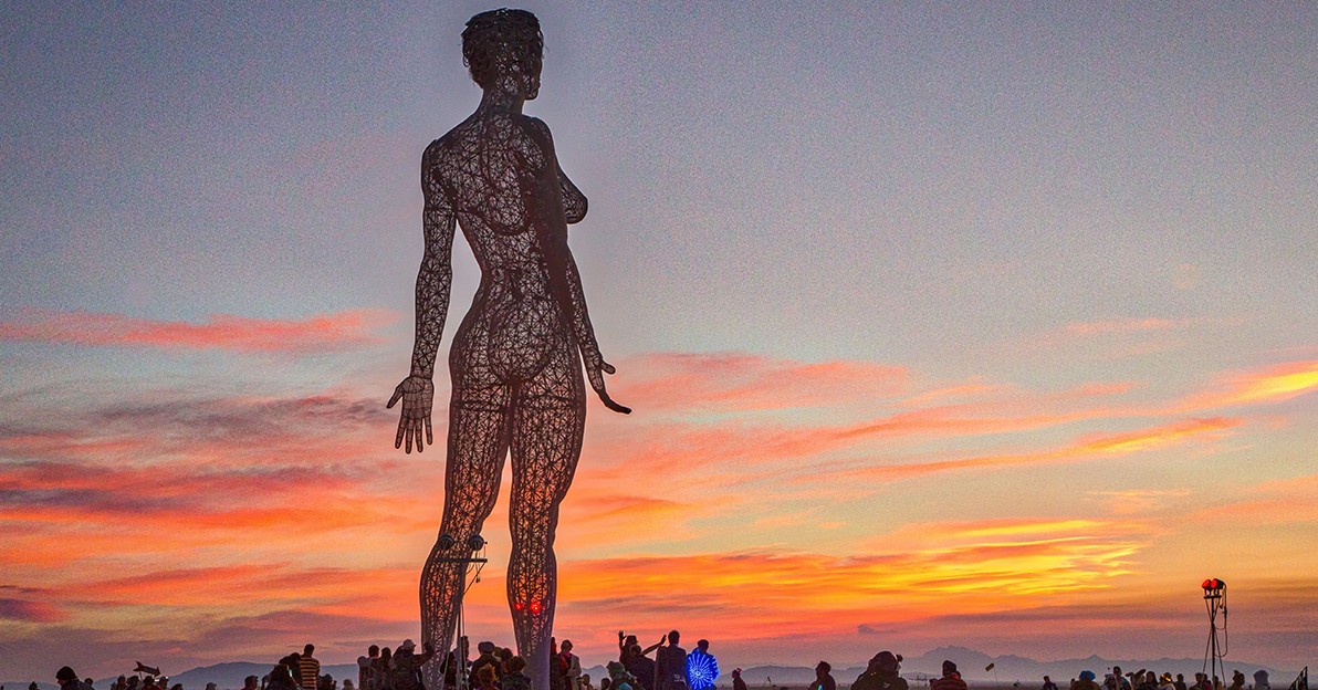 Monumental 45-Foot-Tall Burning Man Sculpture During Miami Art Week