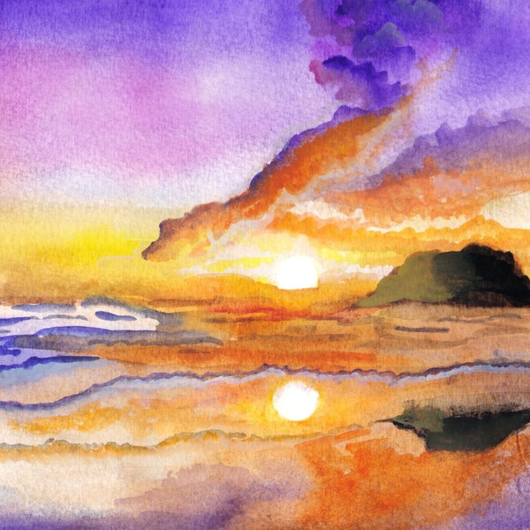 W-PT374 Coastal Sunset Watercolor Painting with Margot Griffin