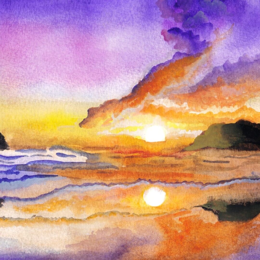 W-PT374 Coastal Sunset Watercolor Painting with Margot Griffin