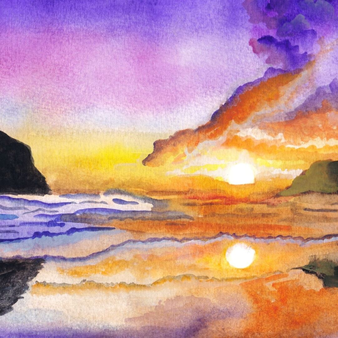 Coastal Sunset Watercolor Painting with Margot Griffin
